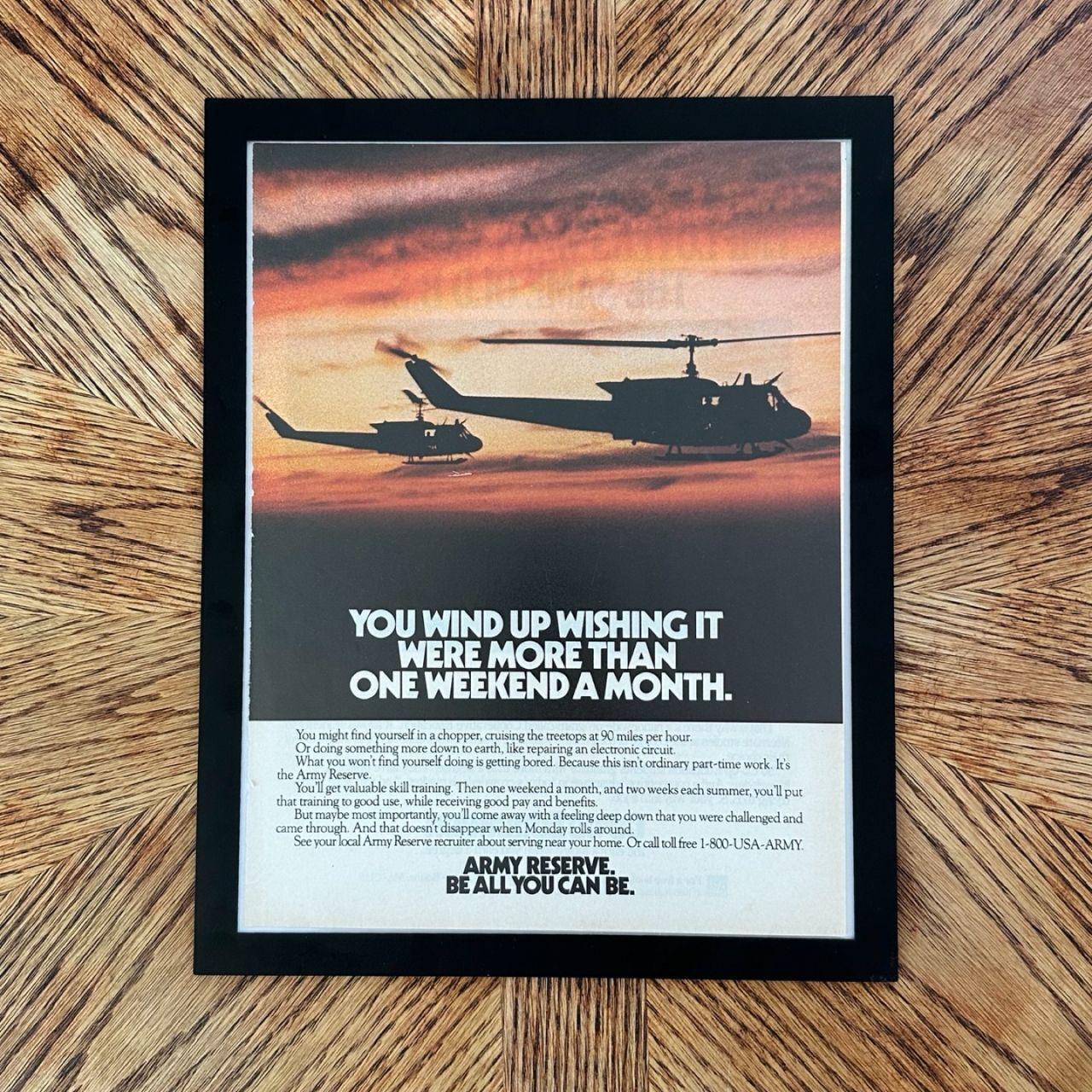 1985 Army Reserve Recruitment Vintage Magazine Ad with Frame