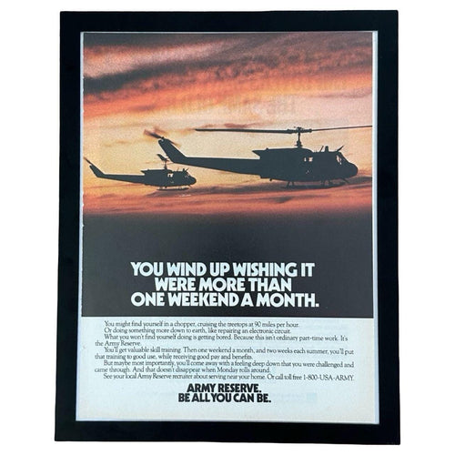 1985 Army Reserve Recruitment Vintage Magazine Ad with Frame