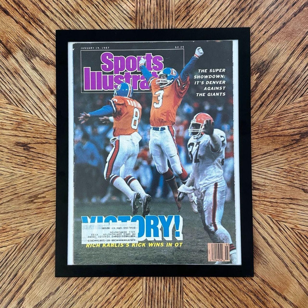 Vintage Sports Illustrated Magazine Cover Jan 1987 Denver Broncos Victory Super Bowl Poster with Frame