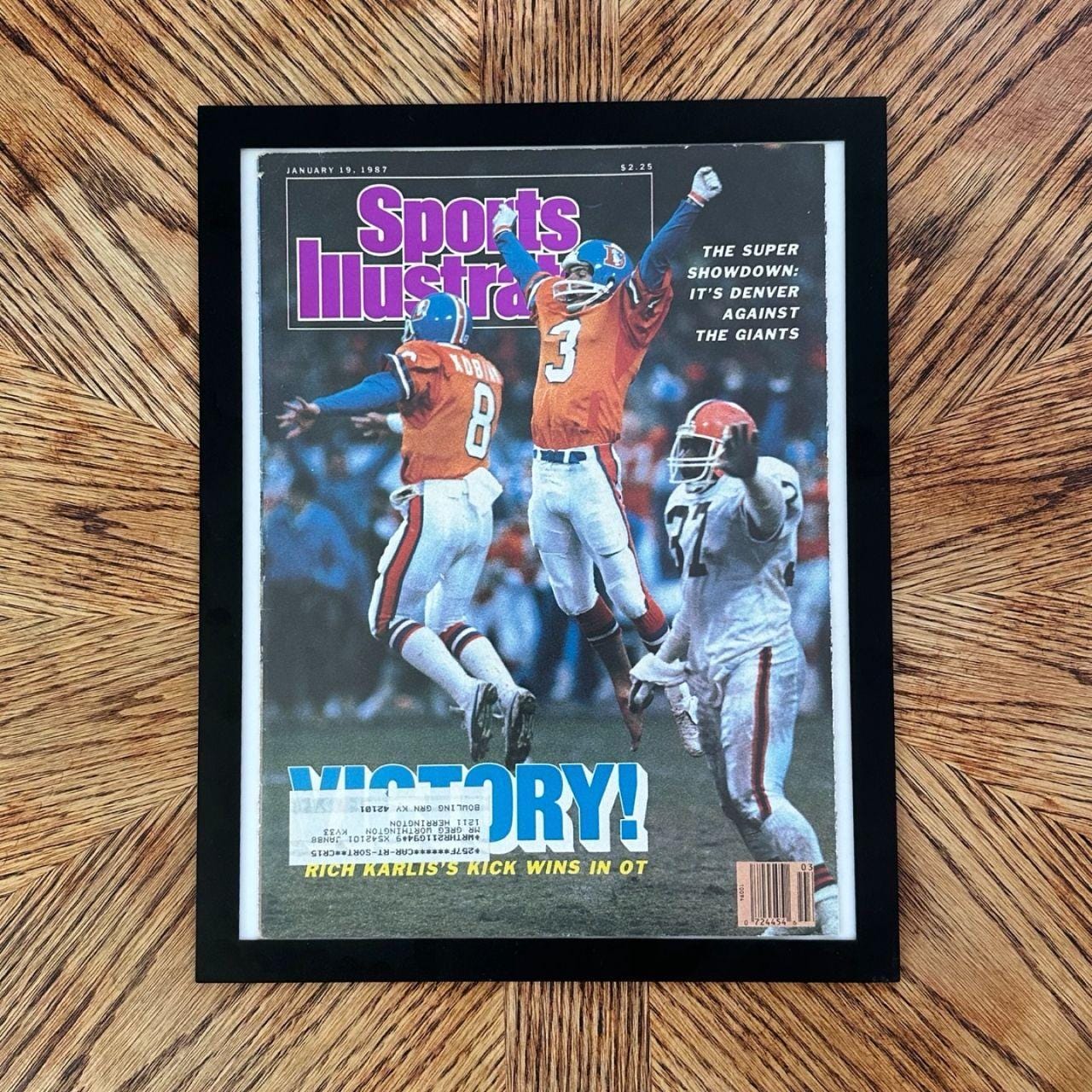 Vintage Sports Illustrated Magazine Cover Jan 1987 Denver Broncos Victory Super Bowl Poster with Frame