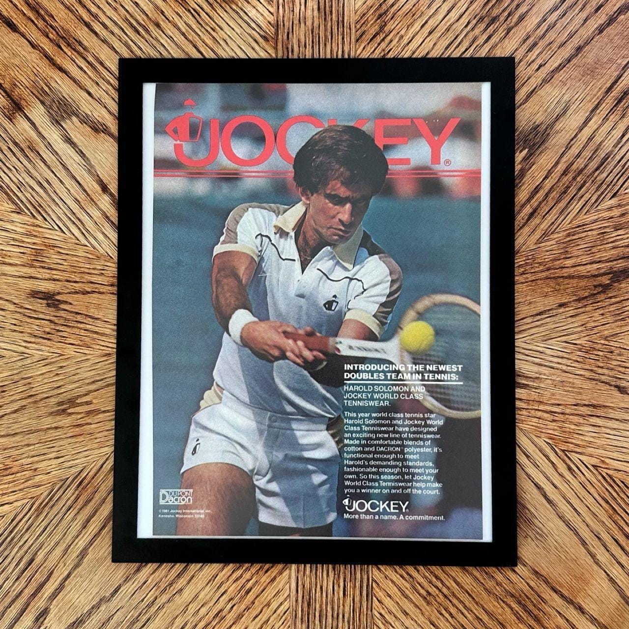 1981 Jockey Tenniswear Harold Solomon Vintage Sports Magazine Ad with Frame