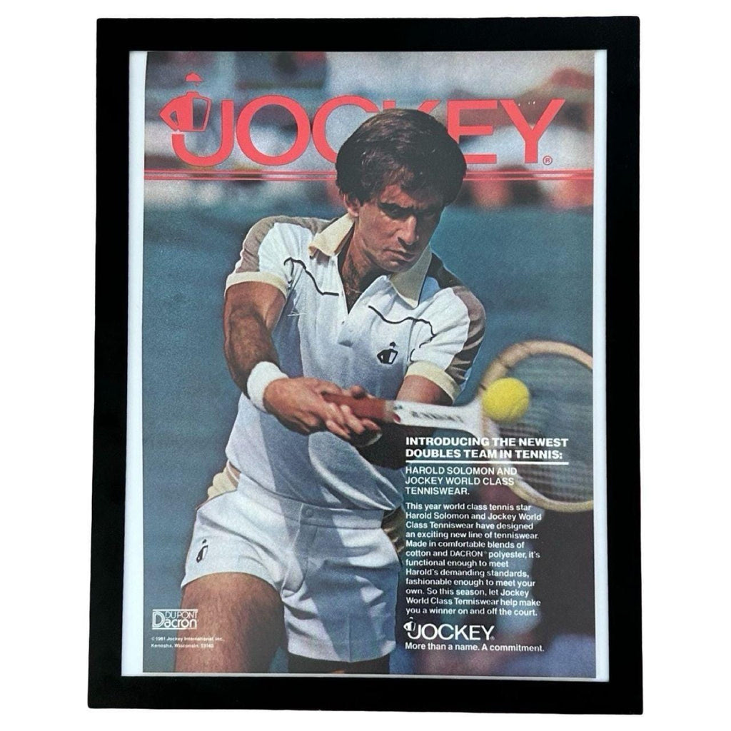 1981 Jockey Tenniswear Harold Solomon Vintage Sports Magazine Ad with Frame