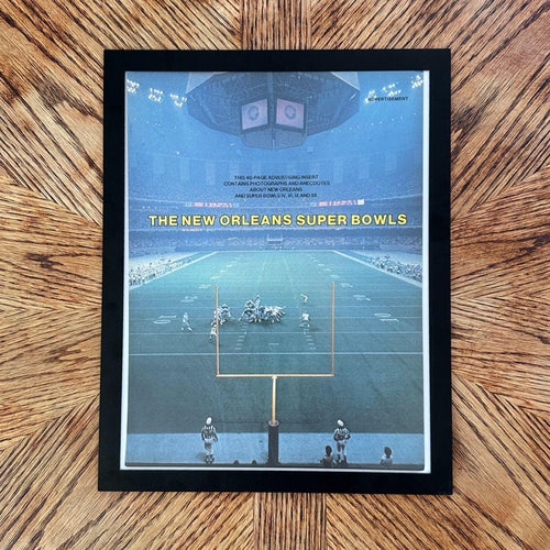 1980 New Orleans Super Bowl Vintage NFL Stadium Editorial Magazine Ad with Frame