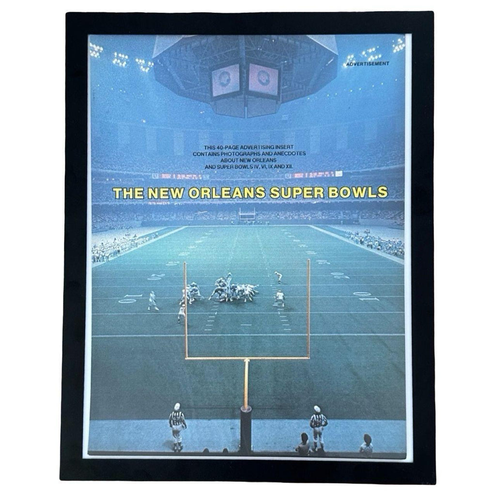 1980 New Orleans Super Bowl Vintage NFL Stadium Editorial Magazine Ad with Frame