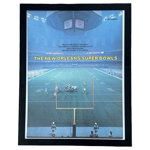 1980 New Orleans Super Bowl Vintage NFL Stadium Editorial Magazine Ad with Frame