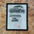 1980's Dodge Omni and Charger "Transmissions. No Extra Charge" Vintage Magazine Ad with Frame
