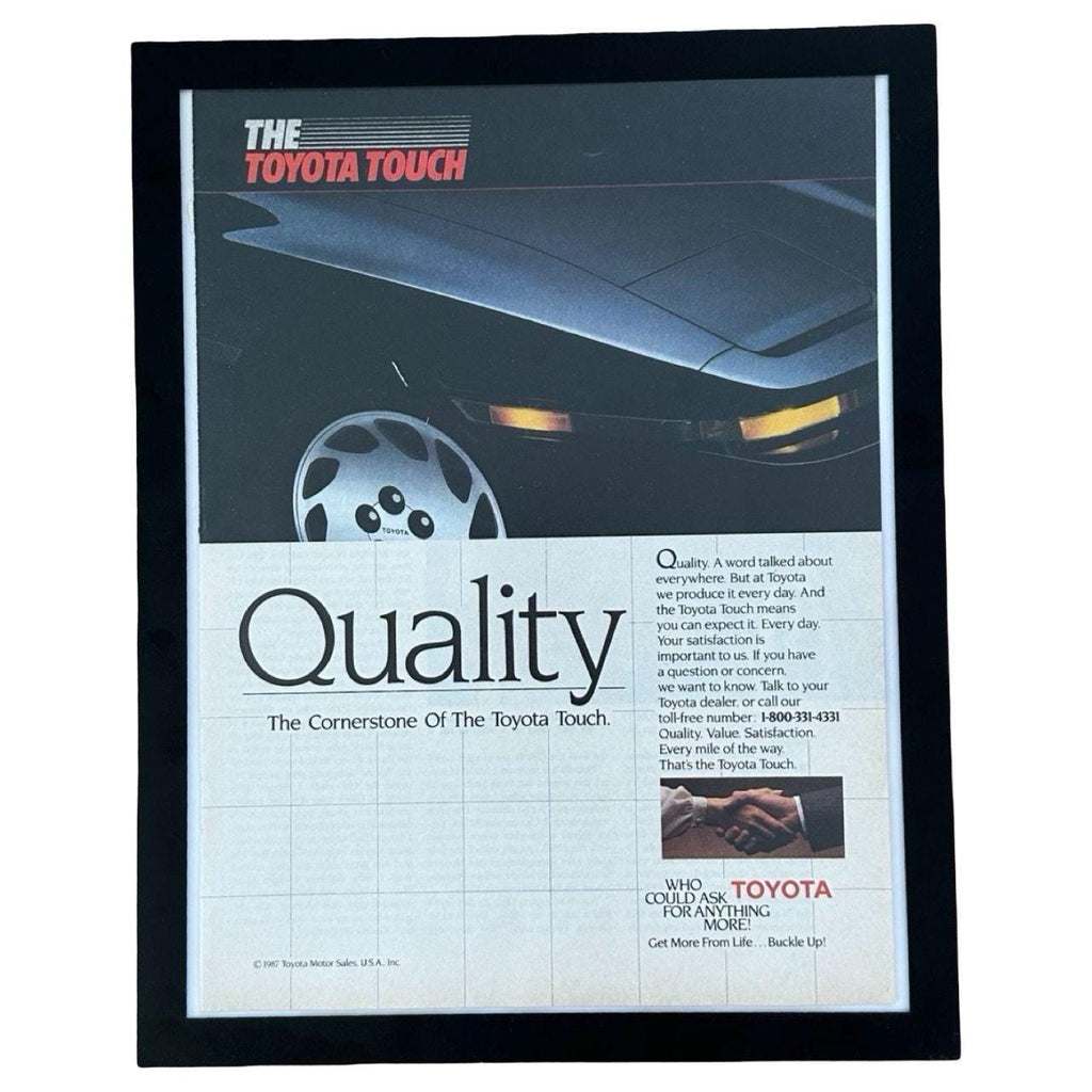 Vintage Toyota Touch Quality 1987 Vintage Car Advertisement with Frame