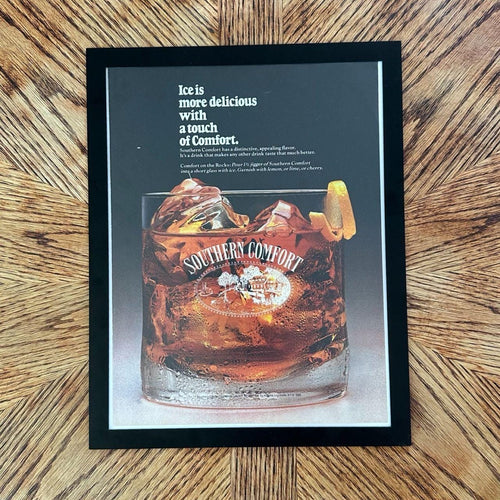 1988 Southern Comfort "Ice is More Delicious with a Touch of Comfort." On the Rocks - Vintage Ad with Frame