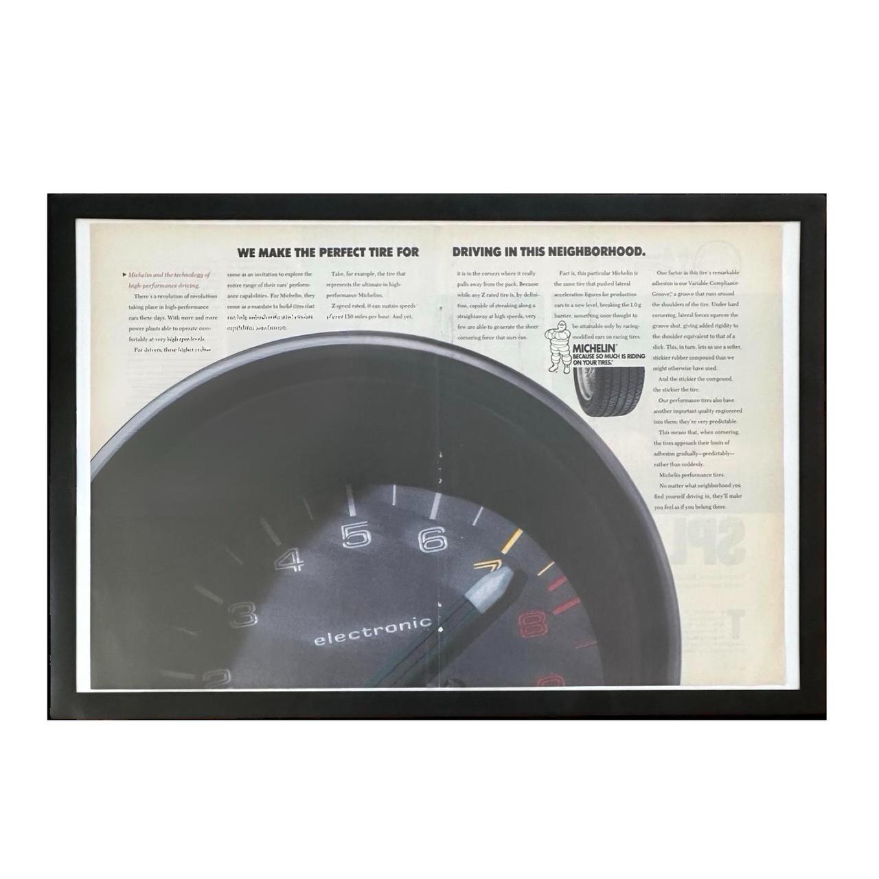Vintage 1980s Michelin Double Page Magazine Ad with Frame