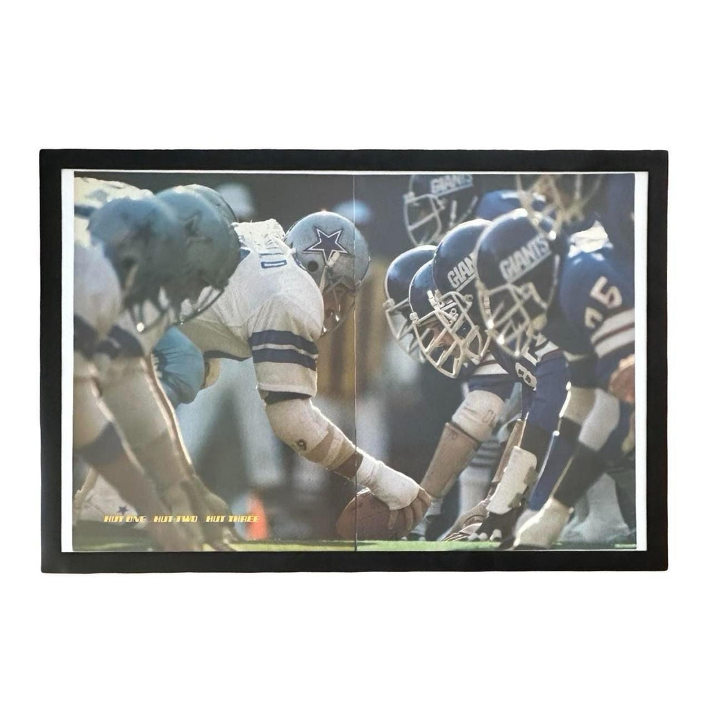 Vintage 1980s NFL's Dallas Cowboys vs New York Giants Double Magazine Page with Frame