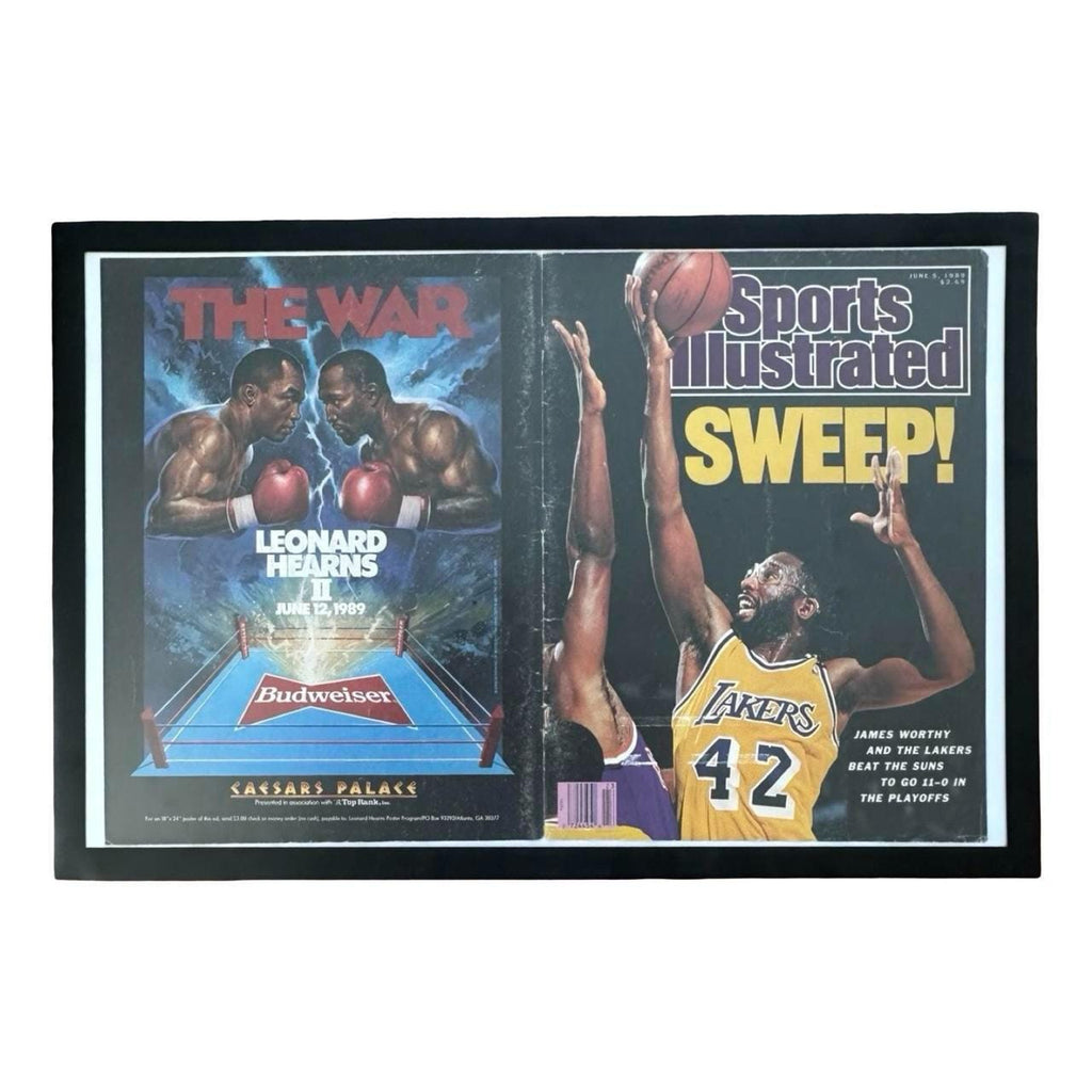 Vintage 1989 James Worthy "SWEEP!" x Leonard v. Hearns II Sports Illustrated Cover with Frame