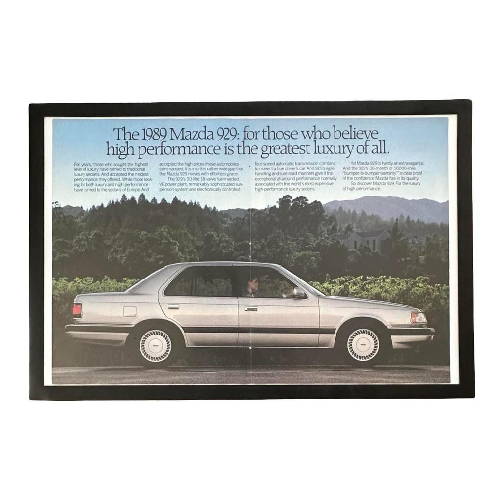 Vintage 1989 Mazda 929 Magazine Ad with Frame