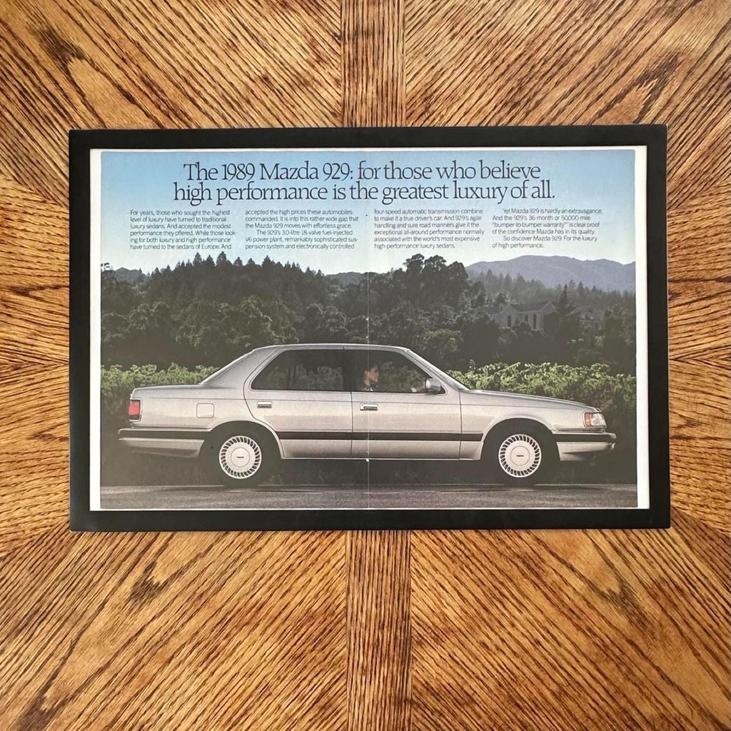 Vintage 1989 Mazda 929 Magazine Ad with Frame