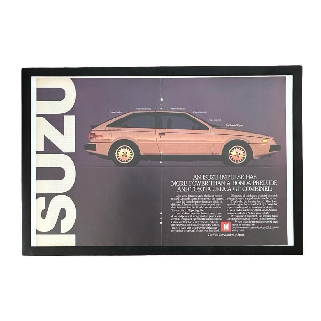 Vintage 1980's Isuzu Impulse Magazine Ad with Frame