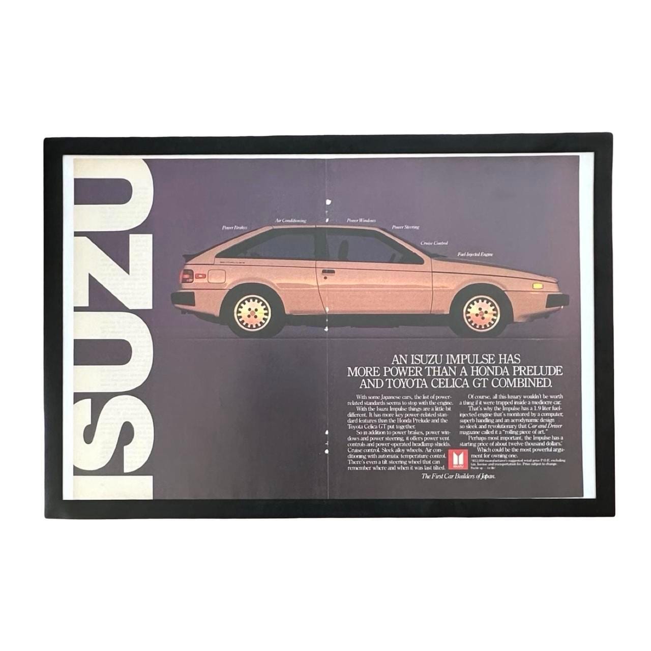 Vintage 1980's Isuzu Impulse Magazine Ad with Frame
