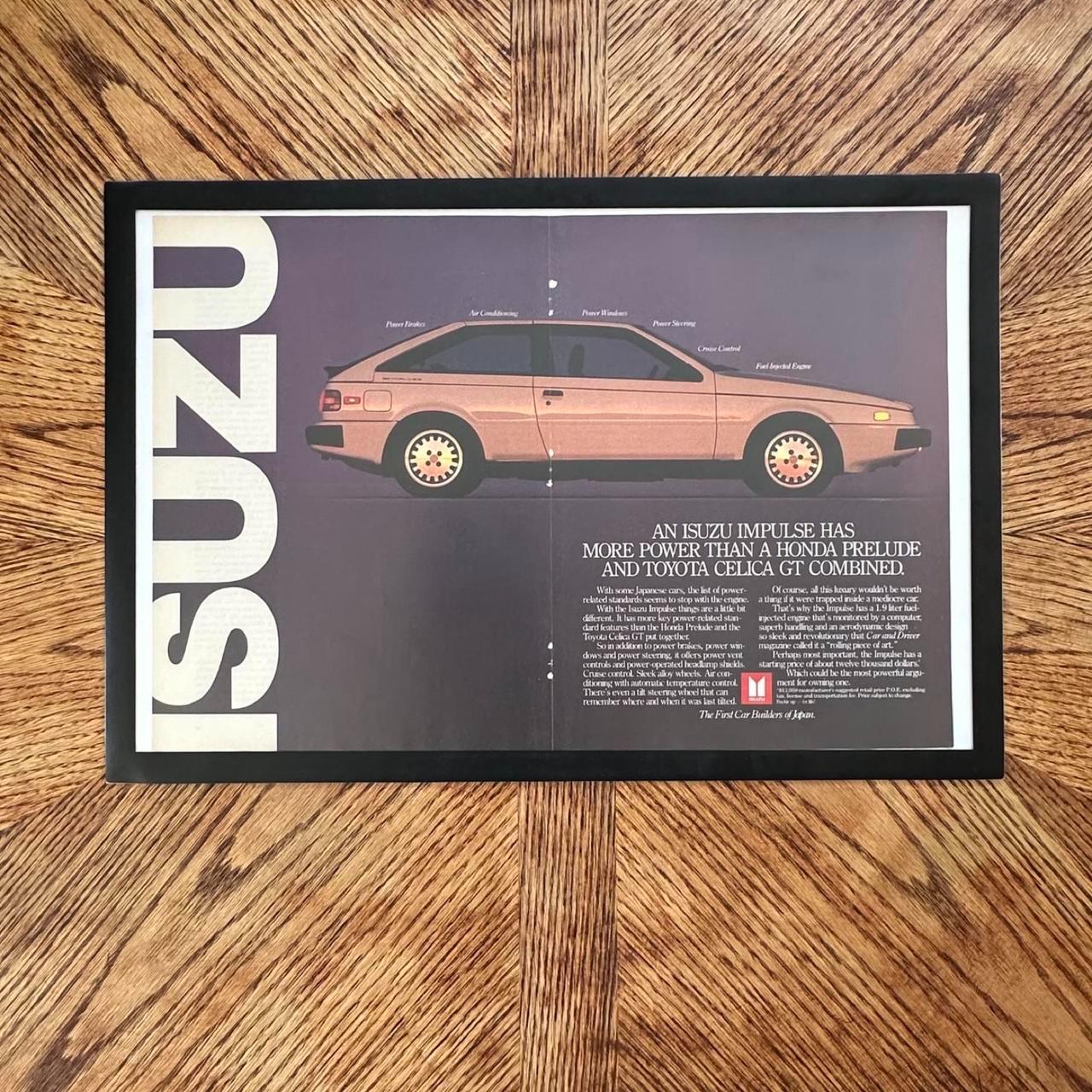 Vintage 1980's Isuzu Impulse Magazine Ad with Frame