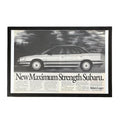 Vintage 1989 Subaru Legacy Double Page Magazine Ad with Frame "New Maximum Strength Subaru"