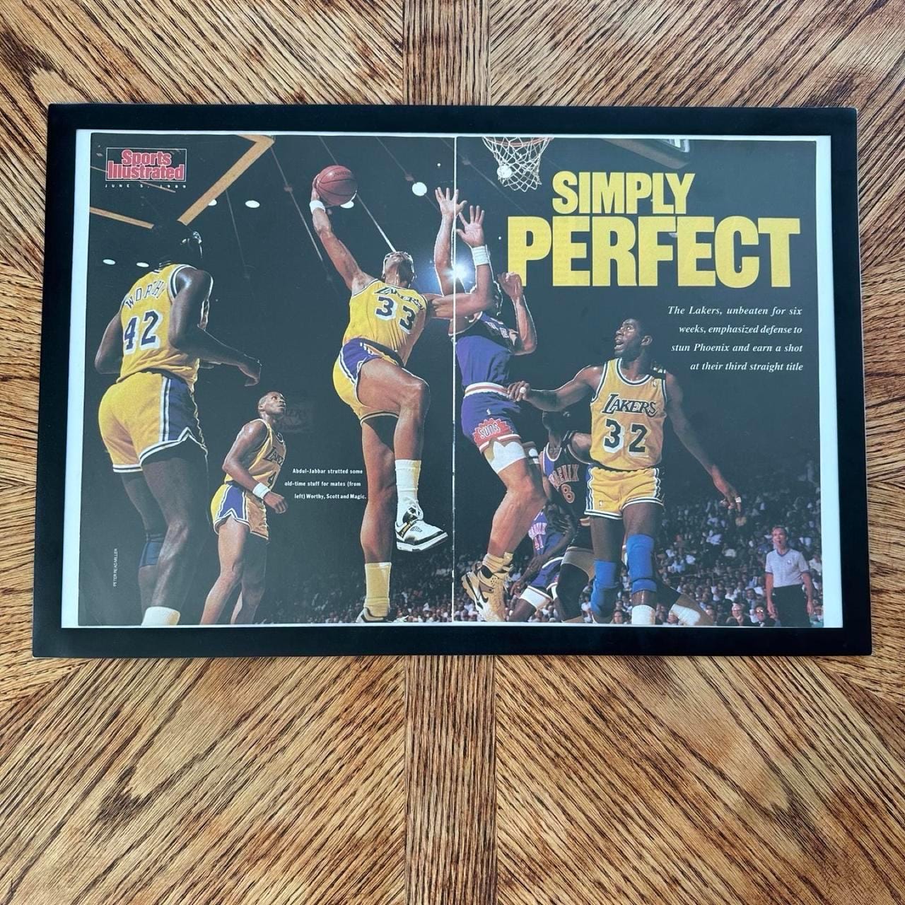 Vintage 1989 Sports Illustrated NBA Lakers vs Suns Print with Frame