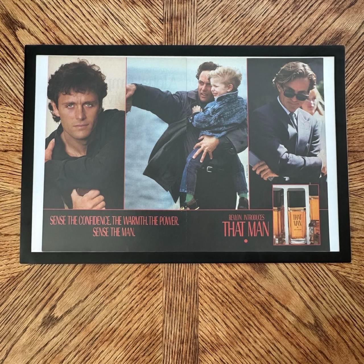 Vintage 1989 Revlon "That Man" Cologne Magazine Ad with Frame