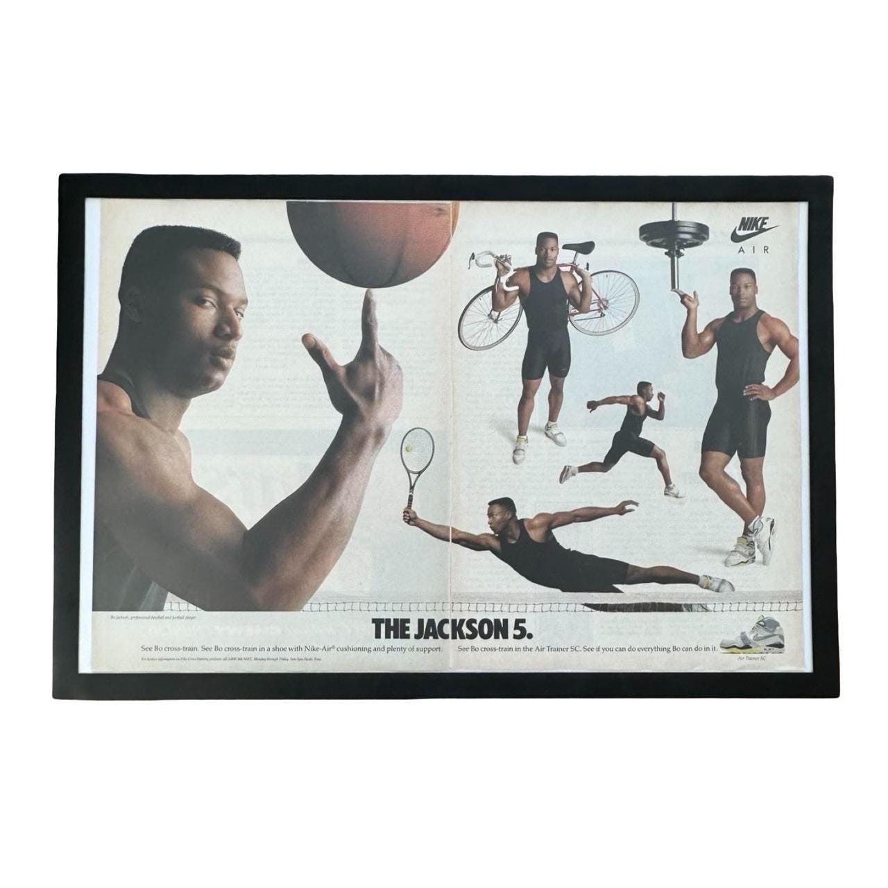 Vintage 1989 Nike Air "The Jackson 5." Magazine Ad with Frame