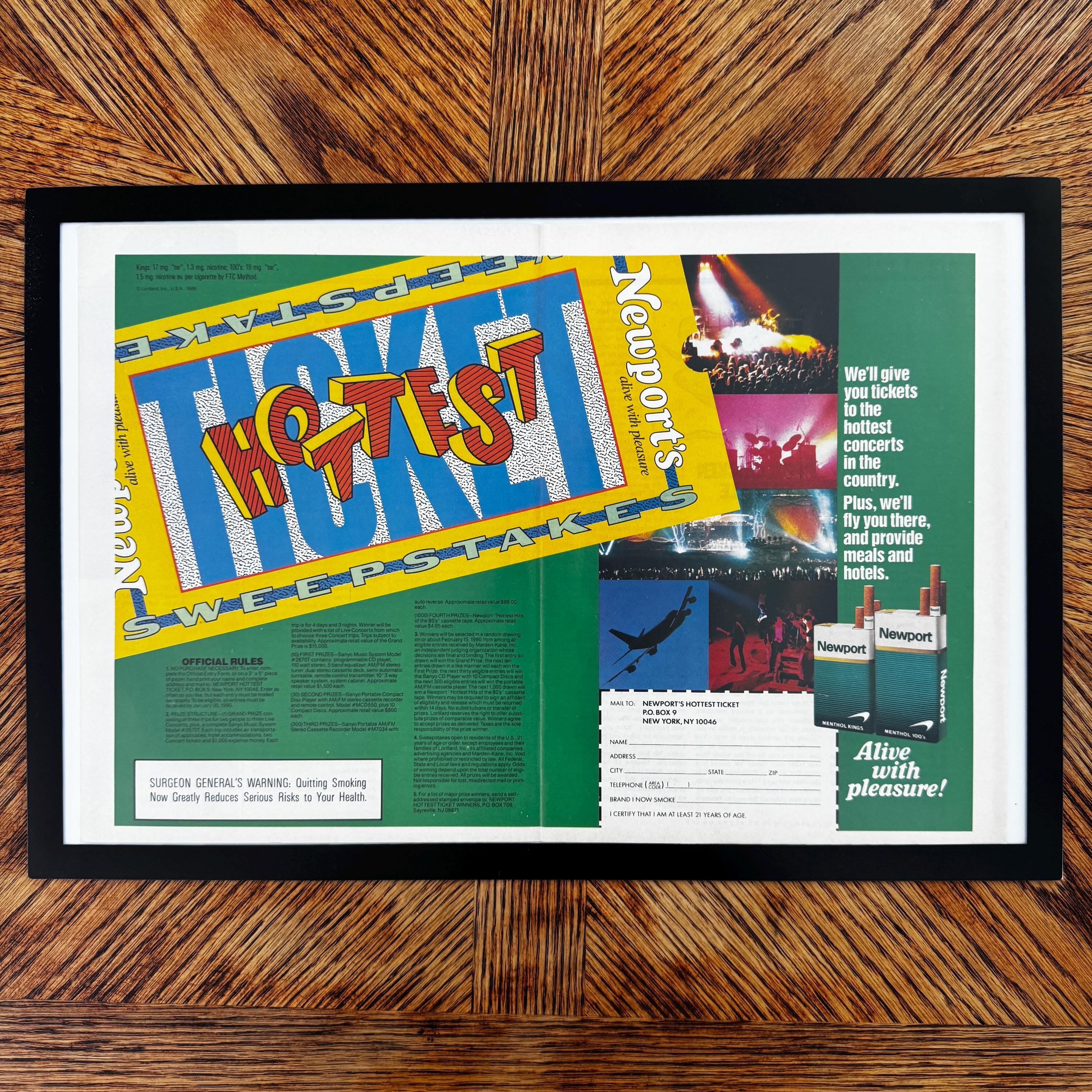Newport Hottest Ticket Sweepstakes Vintage Menthol Cigarette Ad