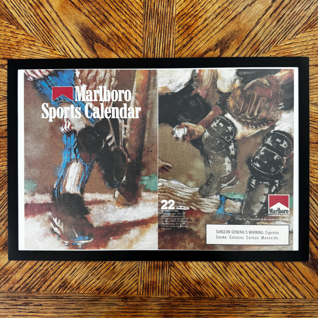 Marlboro Sports Calendar Rodeo Western Art Vintage Cigarette Ad