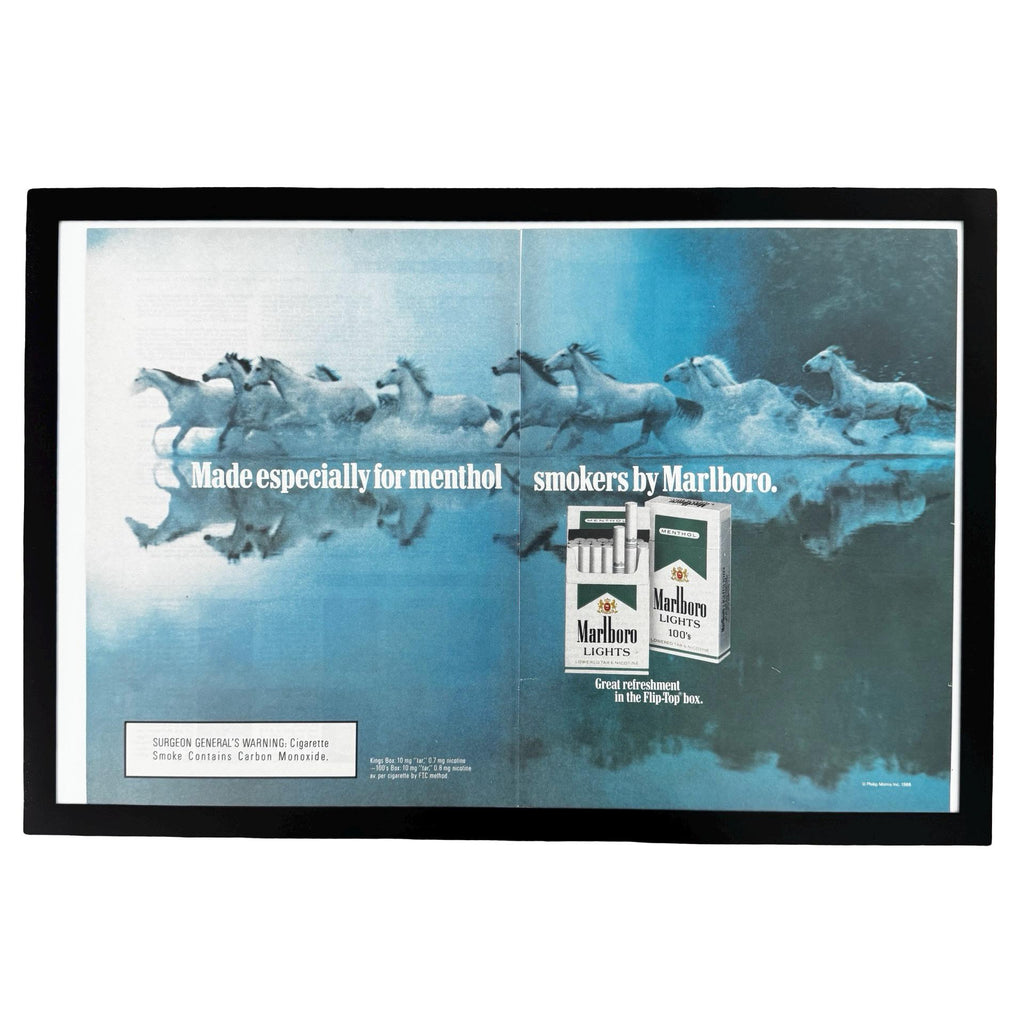 Marlboro Lights Menthol White Horses Vintage Cigarette Ad