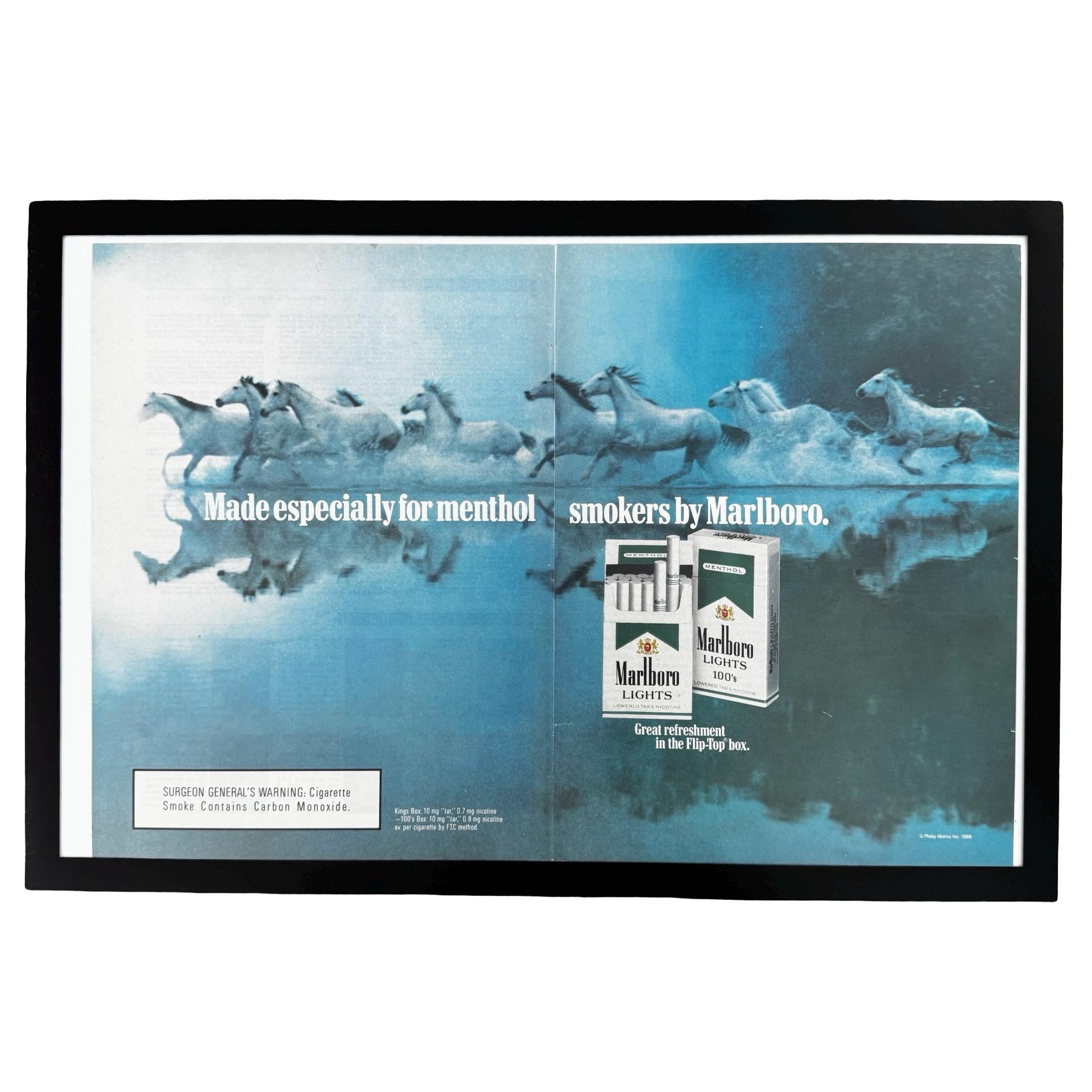 Marlboro Lights Menthol White Horses Vintage Cigarette Ad