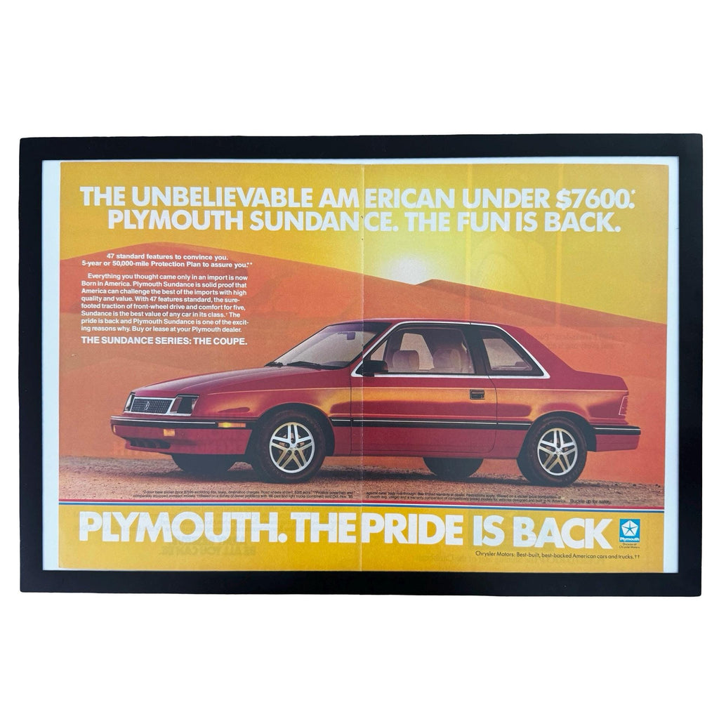 Plymouth Sundance The Pride Is Back Vintage Car Ad Coupe