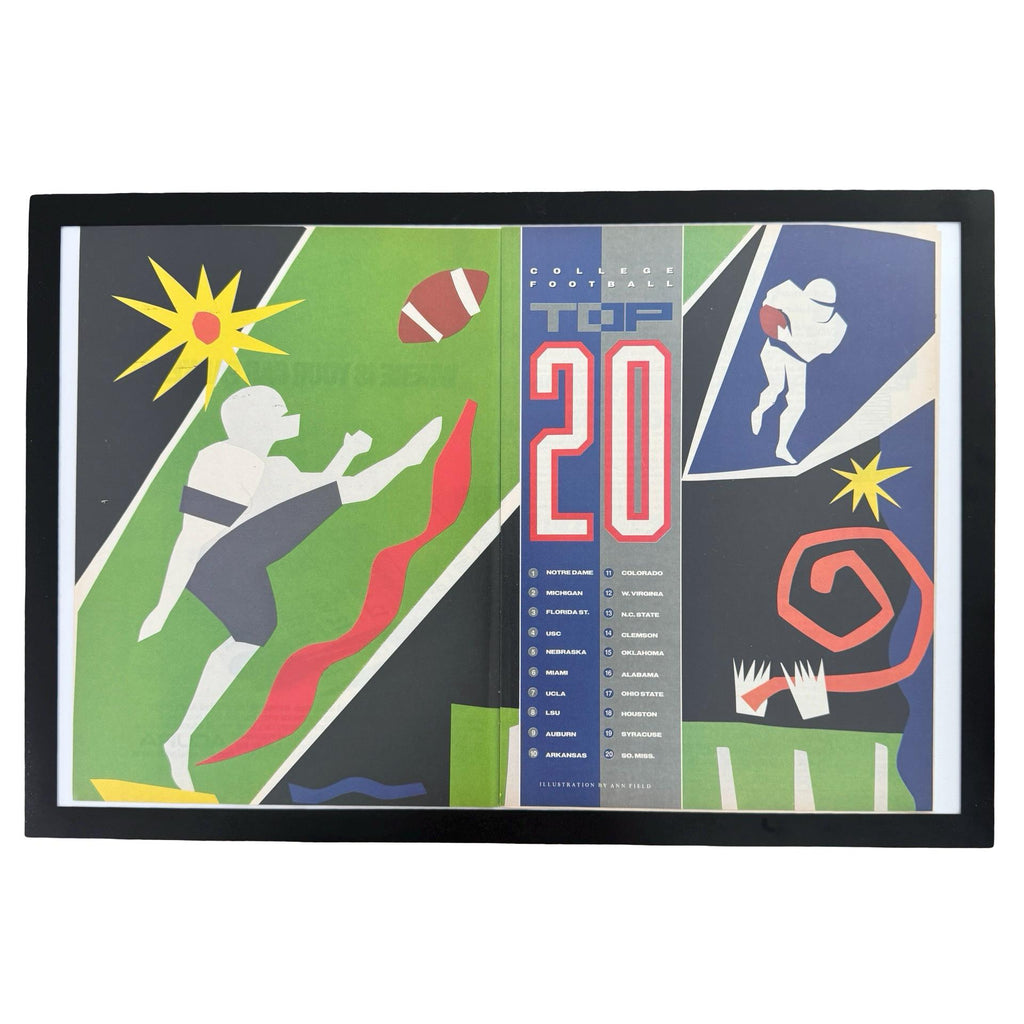 Sports Illustrated College Football Top 20 Ann Field Vintage Art Illustration