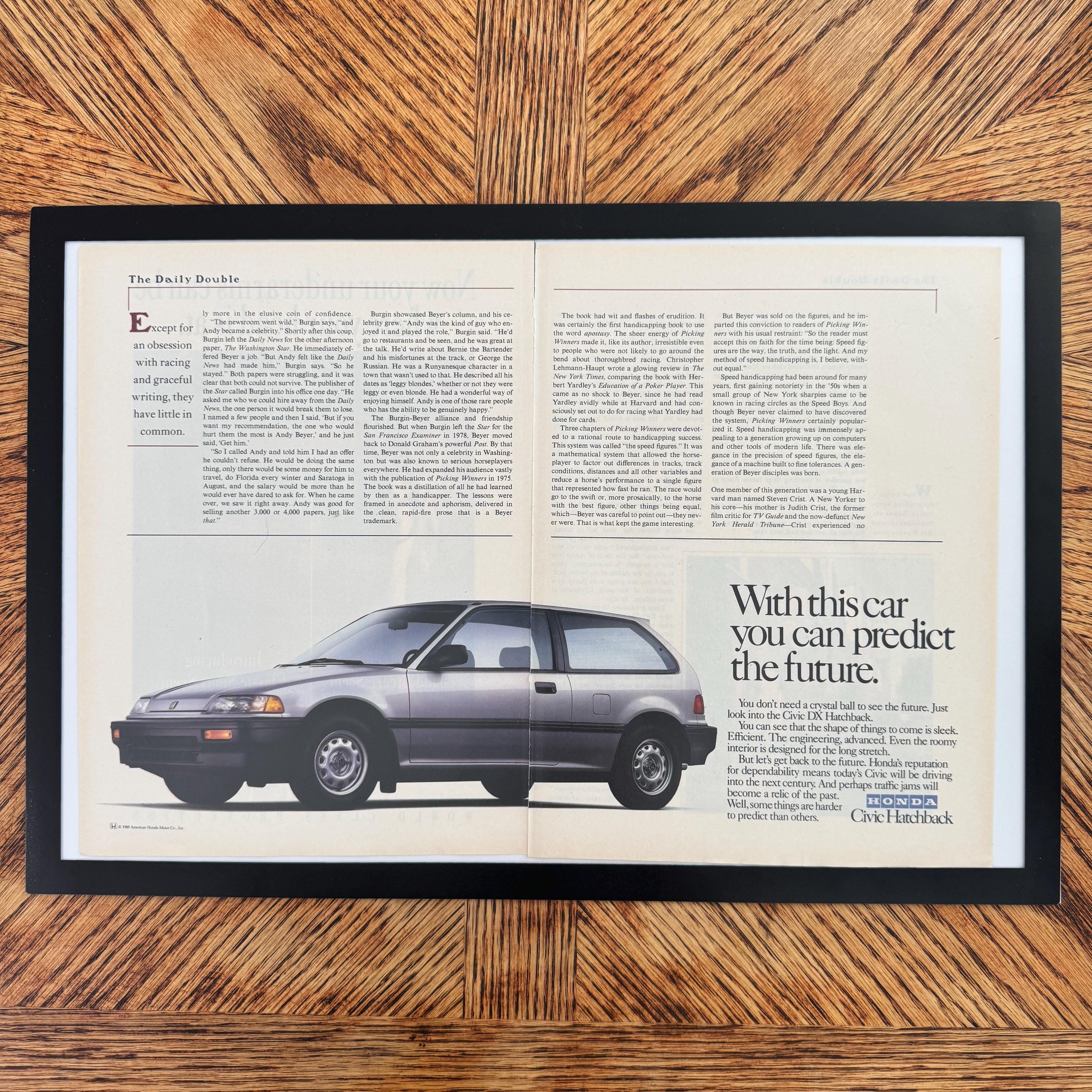 Honda Civic Hatchback Predict The Future Vintage Car Ad