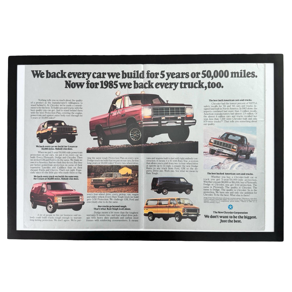 Chrysler Dodge We Back Every Truck 1985 Vintage Truck Ad