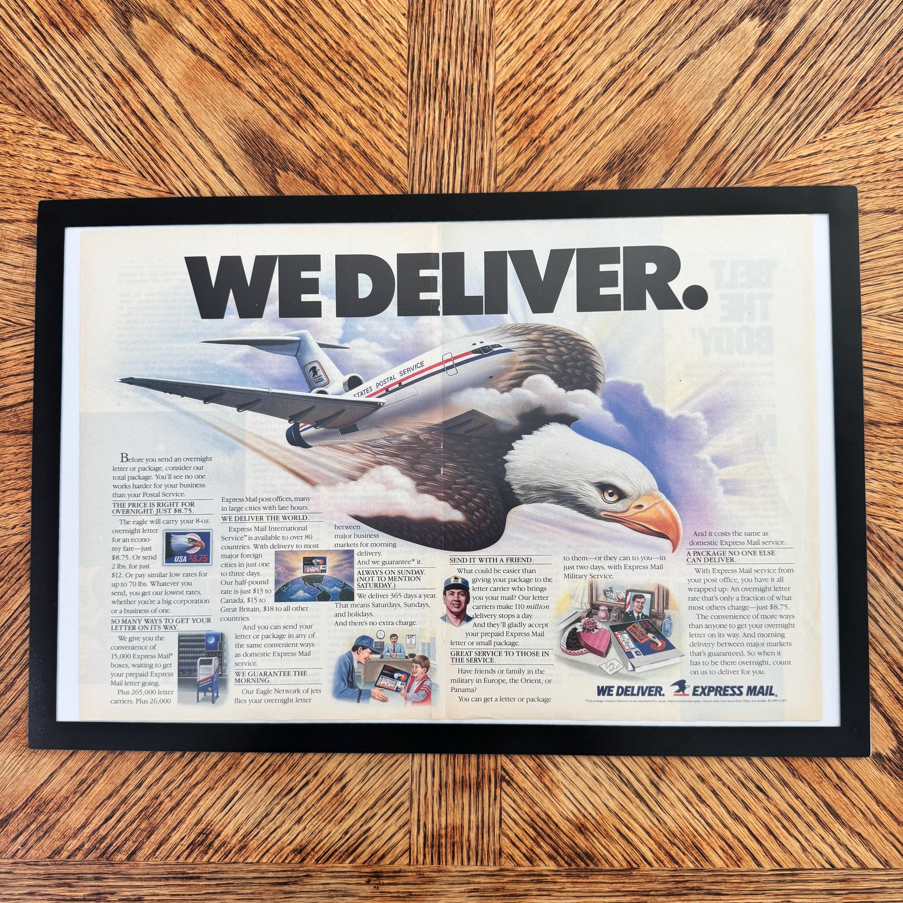 USPS Express Mail We Deliver Vintage Eagle Postal Ad