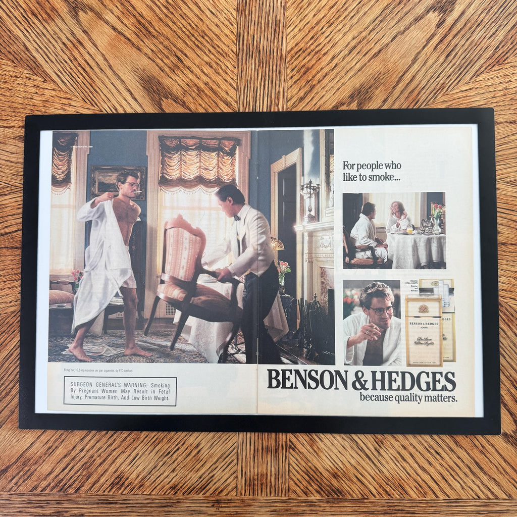 Benson & Hedges Because Quality Matters Vintage Cigarette Ad Robe