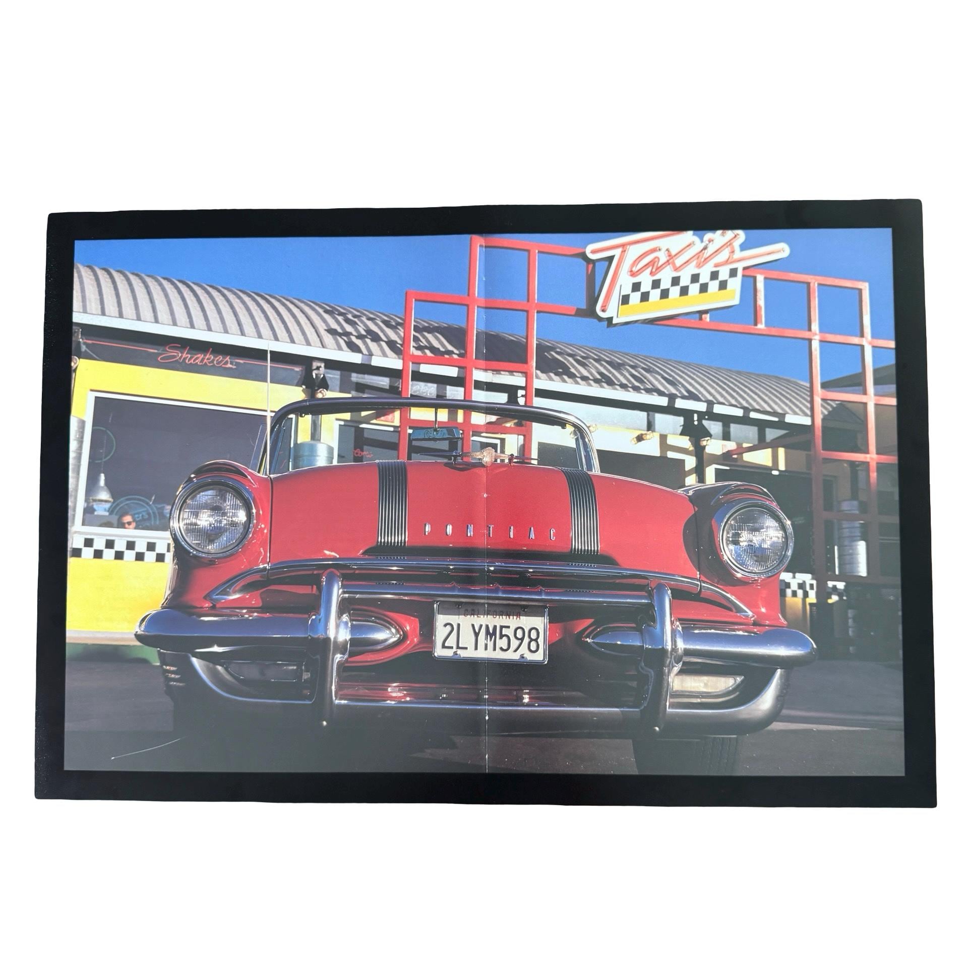 Vintage Pontiac Convertible Classic Car Diner Editorial Print