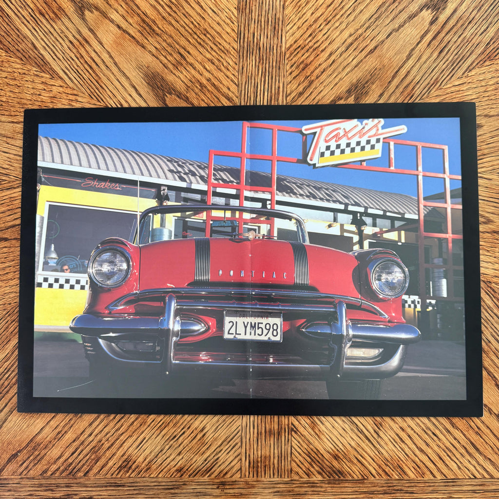 Vintage Pontiac Convertible Classic Car Diner Editorial Print