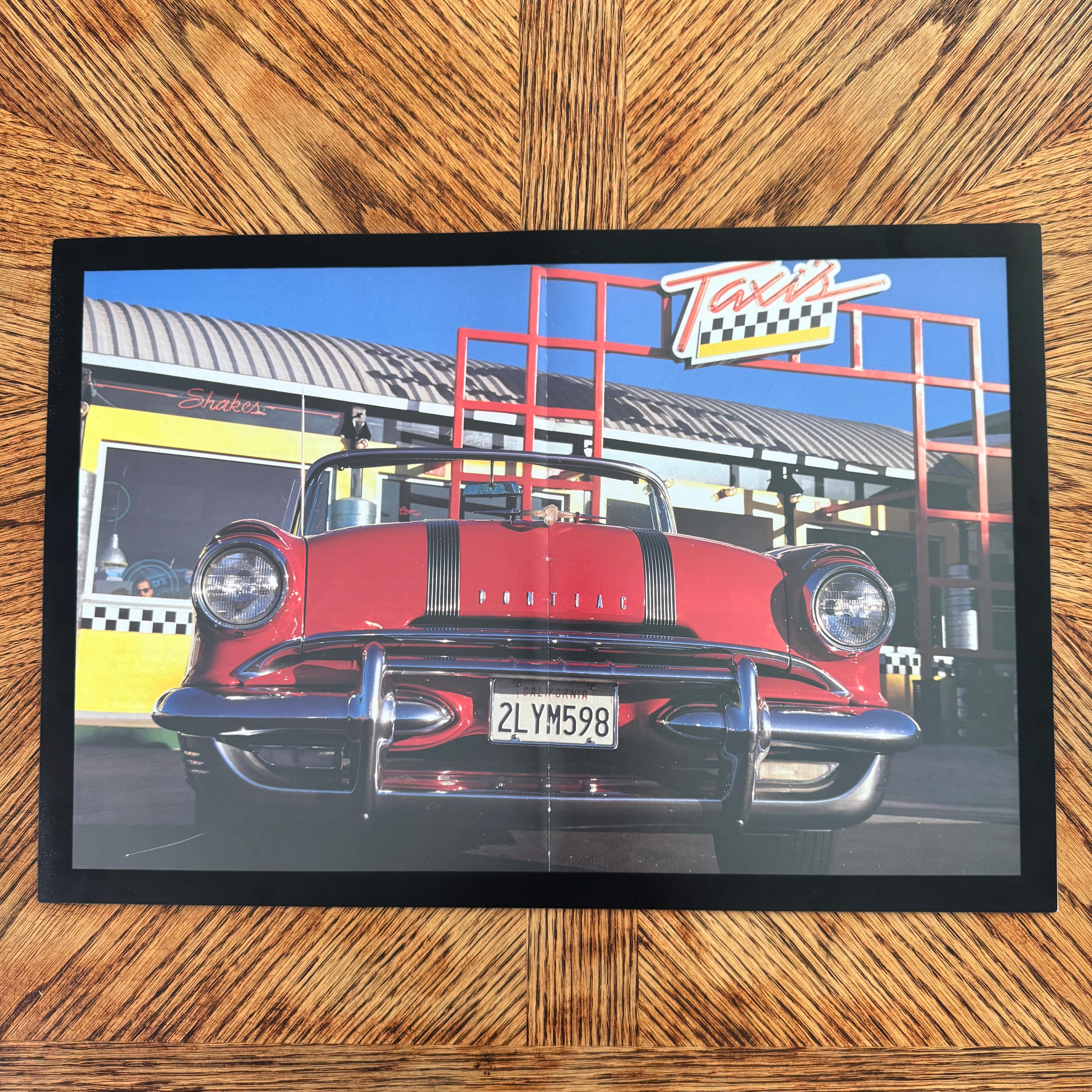 Vintage Pontiac Convertible Classic Car Diner Editorial Print