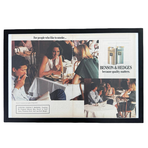 Benson & Hedges Because Quality Matters Vintage Cigarette Ad Dining