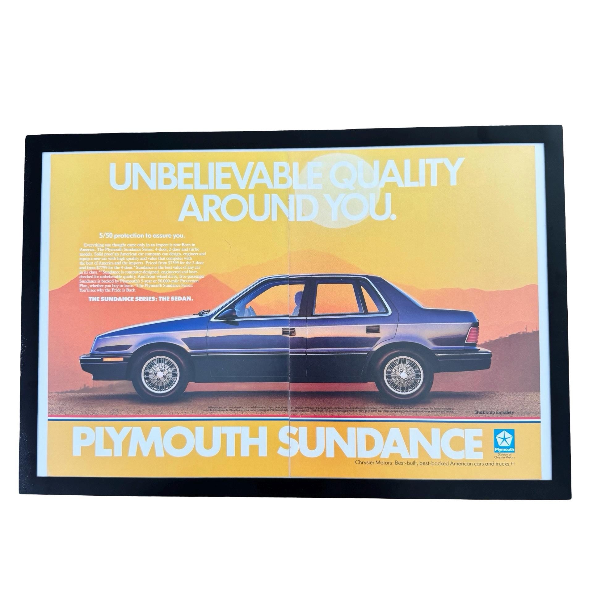 Plymouth Sundance Unbelievable Quality Vintage Car Ad Sedan