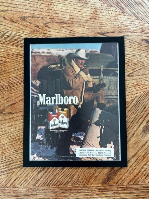 Marlboro Man Cowboy Vintage 1985 Cigarette Ad Print Western Wall Art - detail view