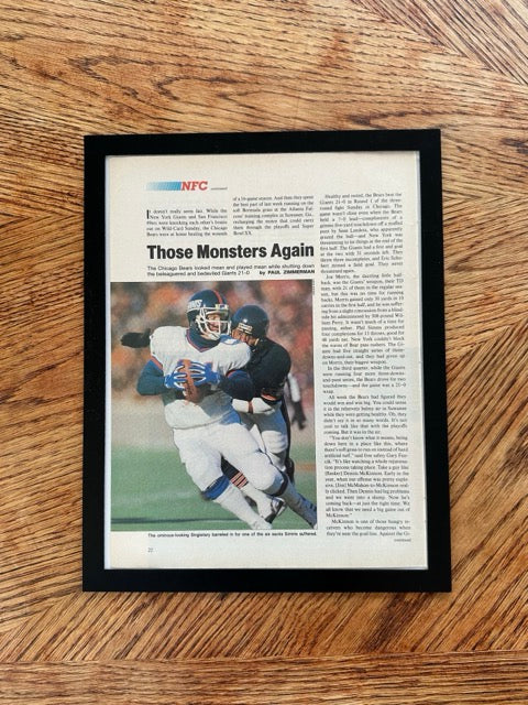 Chicago Bears Those Monsters Again Mike Singletary Vintage NFL Football Print - detail view
