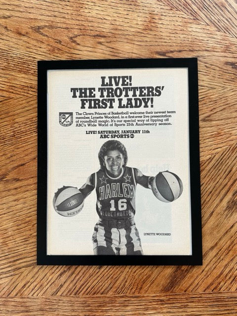 Harlem Globetrotters Lynette Woodard First Lady Vintage Basketball Ad Print - detail view