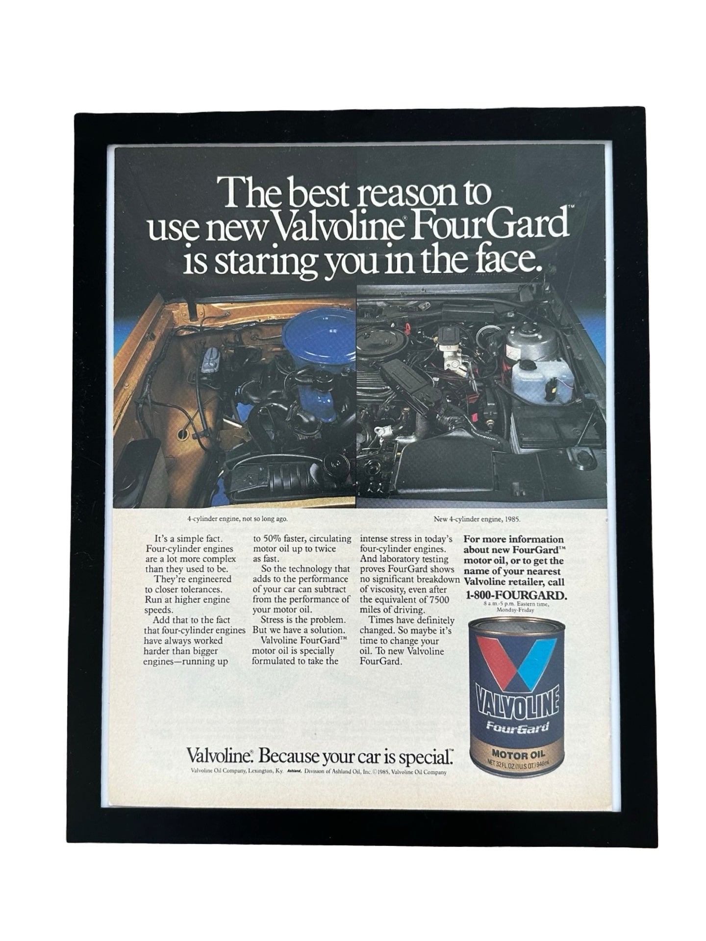 Valvoline FourGard Motor Oil Vintage 1985 Ad Print Garage Wall Art