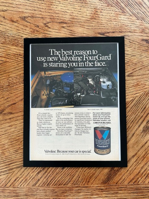 Valvoline FourGard Motor Oil Vintage 1985 Ad Print Garage Wall Art - detail view