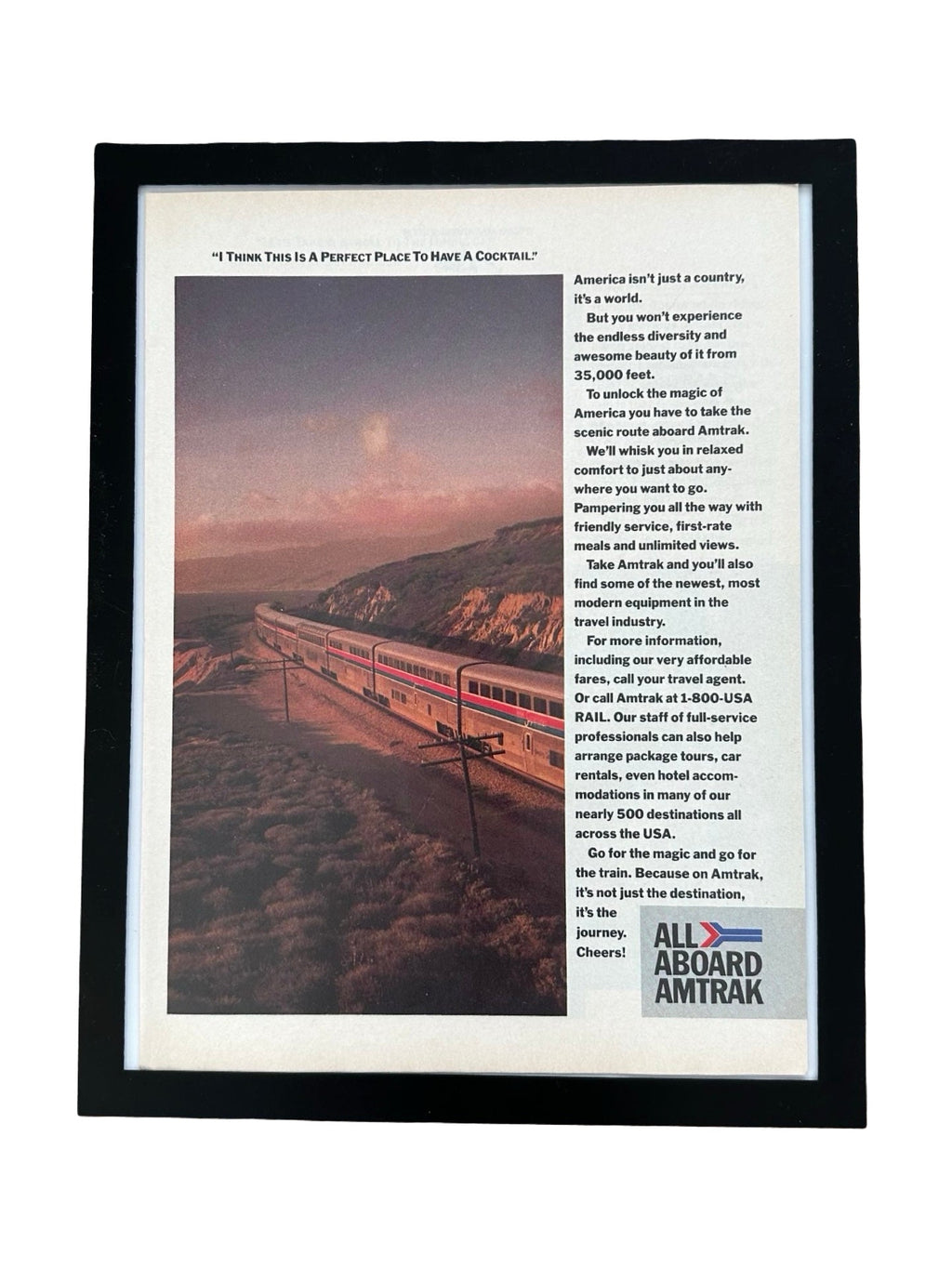 Amtrak All Aboard Vintage Train Travel Ad Print Railroad Wall Art