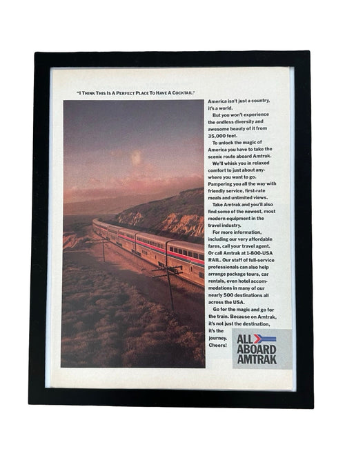 Amtrak All Aboard Vintage Train Travel Ad Print Railroad Wall Art