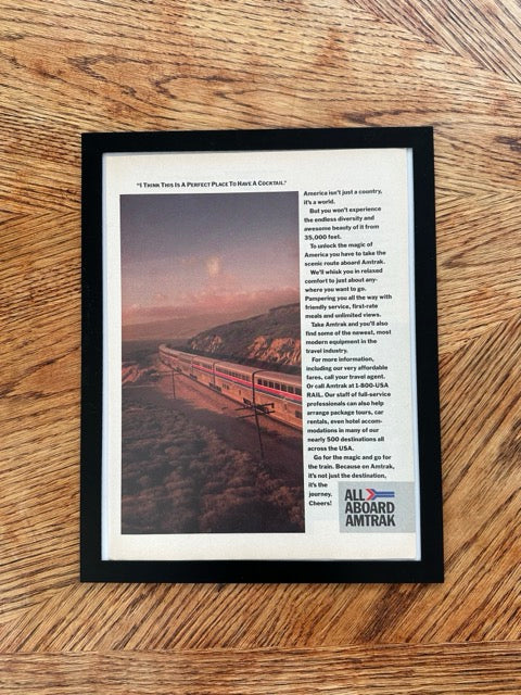Amtrak All Aboard Vintage Train Travel Ad Print Railroad Wall Art - detail view