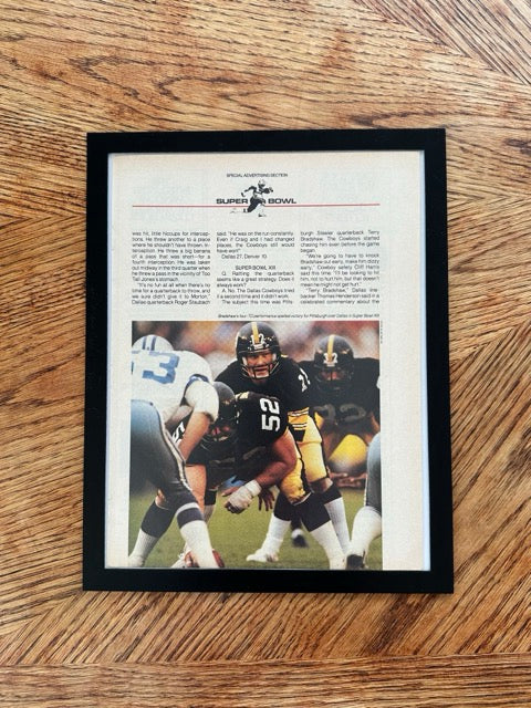 Super Bowl XIII Terry Bradshaw Pittsburgh Steelers Vintage NFL Football Print - detail view