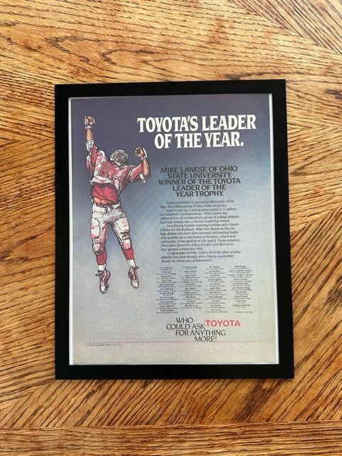 Toyota Leader of the Year Ohio State Football Vintage 1986 Ad Print - detail view