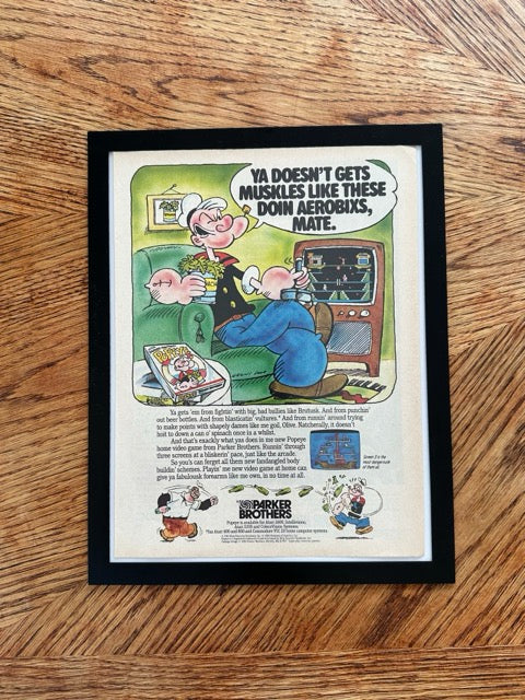 Popeye Parker Brothers Vintage 1983 Video Game Ad Print Retro Gaming Art - detail view
